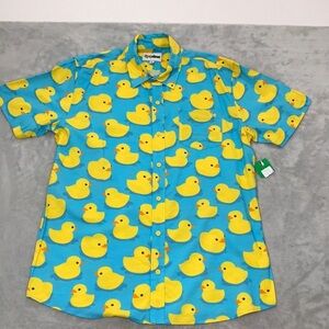 Tipsy Elves Rubber Ducky Men's Button Down Shirt Size XL New